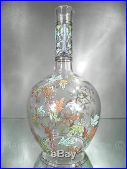 1880-90 J. P Brocard Paris Rare Et Raffiné Vase En Verre Émaillé Art Nouveau