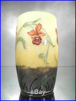 1900-10 Daum Nancy Petit Vase En Pte De Verre Gravé Et Émaillé Art Nouveau