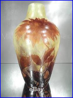 1900-10 Daum Nancy Beau Vase En Pte De Verre Gravé Art Nouveau