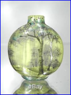 1900-10 Daum Nancy Rare Vase Miniature Pte De Verre Gravé Emaillé Art Nouveau
