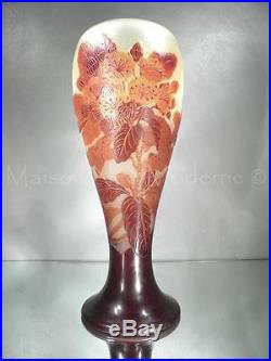 1910/20 Émile Gallé Nancy Beau Vase En Pte De Verre Gravé Art Nouveau