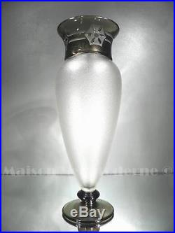 1920/30 Charles Schneider Grand Vase En Verre Gravé Art Déco