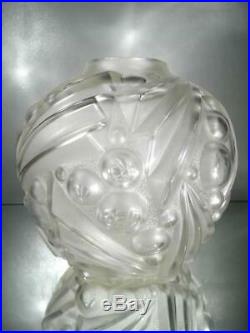 1920-30 D. Guéron Degué Et É. Cazaux Gros Vase En Verre Soufflé-moulé Art Déco