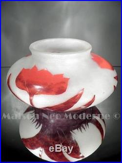 1920-30 Degué Cristallerie De Compiègne Vase En Pte De Verre Gravé Art Déco