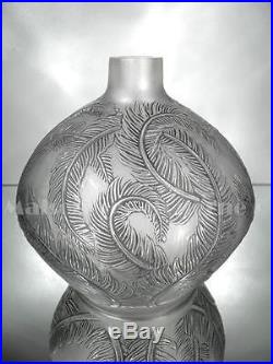 1920-30 R. Lalique Vase En Verre Pressé-moulé Patiné Noir Art Déco