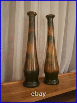 2 grand vase en verre peint émaillé Legras foret arbre automne art déco 2 grand vase en verre peint émaillé Legras foret arbre automne art déco