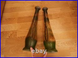 2 grand vase en verre peint émaillé Legras foret arbre automne art déco 2 grand vase en verre peint émaillé Legras foret arbre automne art déco