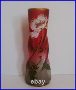 3455 vase en verre legras ancien peint main