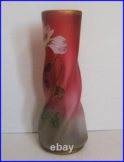 3455 vase en verre legras ancien peint main