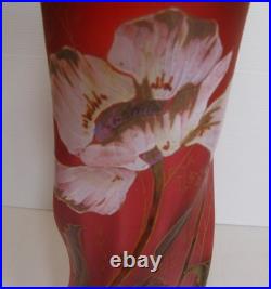 3455 vase en verre legras ancien peint main