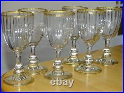 6 ANCIENS VERRES A APERITIF VERRE SOUFFLER SERVICE BORD PEIGNER OR ht 11,5 cm