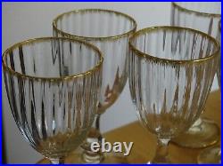 6 ANCIENS VERRES A APERITIF VERRE SOUFFLER SERVICE BORD PEIGNER OR ht 11,5 cm