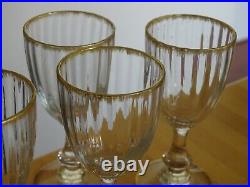 6 ANCIENS VERRES A APERITIF VERRE SOUFFLER SERVICE BORD PEIGNER OR ht 11,5 cm