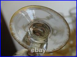 6 ANCIENS VERRES A APERITIF VERRE SOUFFLER SERVICE BORD PEIGNER OR ht 11,5 cm