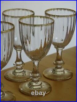 6 ANCIENS VERRES A APERITIF VERRE SOUFFLER SERVICE BORD PEIGNER OR ht 11,5 cm