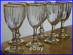 6 ANCIENS VERRES A APERITIF VERRE SOUFFLER SERVICE BORD PEIGNER OR ht 11,5 cm