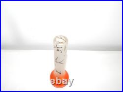ANCIEN SOLIFLORE VASE en VERRE à Décor OISEAUX Peint Main Signé JEM