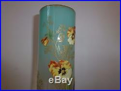 Ancien Vase Montjoye Legras Verre Emaille Pensees Art Nouveau Old Glass Enamel