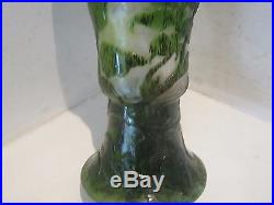ANCIEN VASE PATE DE VERRE AUX FLEURS ART NOUVEAU SIGNE