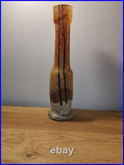 ANCIEN VASE SOLIFLORE SIGNÉ LEGRAS Paysage Hivernal 36 CM A Saisir