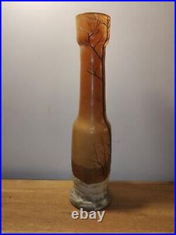 ANCIEN VASE SOLIFLORE SIGNÉ LEGRAS Paysage Hivernal 36 CM A Saisir