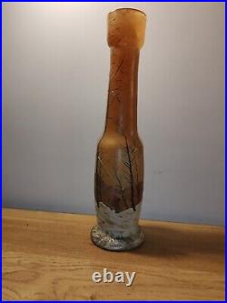 ANCIEN VASE SOLIFLORE SIGNÉ LEGRAS Paysage Hivernal 36 CM A Saisir