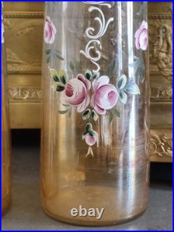 ART NOUVEAU, PAIRE DE VASES VERRE ÉMAILLÉ. Legras, Daum, Nancy, Lalique