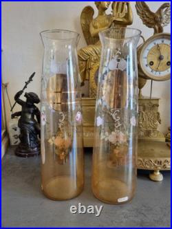 ART NOUVEAU, PAIRE DE VASES VERRE ÉMAILLÉ. Legras, Daum, Nancy, Lalique