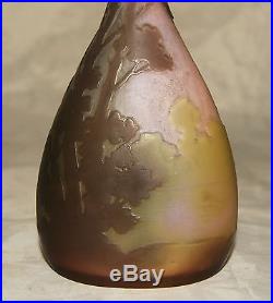 AUTHENTIQUE VASE PATE DE VERRE ART NOUVEAU DECOR PAYSAGE EMILE GALLÉ NANCY 1900