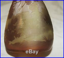 AUTHENTIQUE VASE PATE DE VERRE ART NOUVEAU DECOR PAYSAGE EMILE GALLÉ NANCY 1900