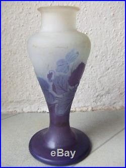 Ancien Et Authentique Vase Galle Pte De Verre Dégage À Lacide Art Nouveau