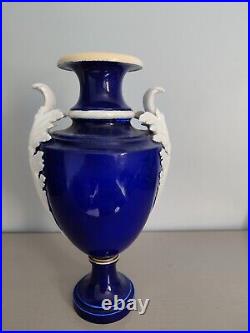 Ancien Grand Vase Médicis Porcelaine de Paris Bleu Cobalt