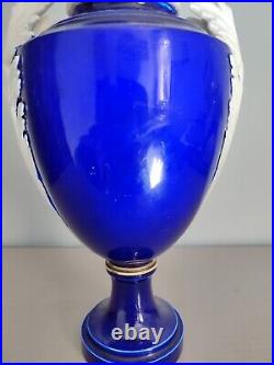 Ancien Grand Vase Médicis Porcelaine de Paris Bleu Cobalt