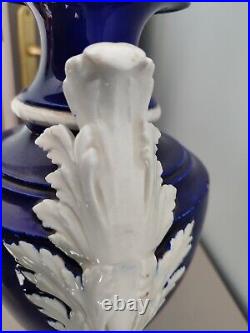 Ancien Grand Vase Médicis Porcelaine de Paris Bleu Cobalt