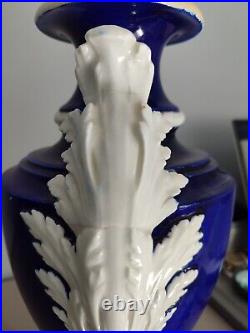 Ancien Grand Vase Médicis Porcelaine de Paris Bleu Cobalt