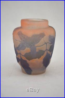 Ancien Petit Vase Emile Galle 1900 En Pate De Verre No Daum