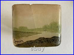 Ancien Vase Art Nouveau Pte De Verre Dégagée À L'acide Signé Legras