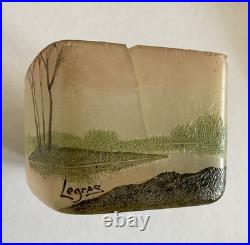 Ancien Vase Art Nouveau Pte De Verre Dégagée À L'acide Signé Legras