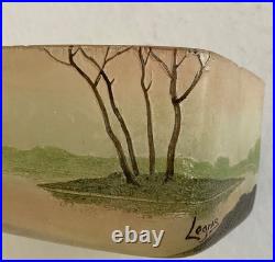 Ancien Vase Art Nouveau Pte De Verre Dégagée À L'acide Signé Legras