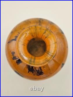 Ancien Vase Boule en verre marmoréen signé Lorrain époque art déco hauteur 14 cm