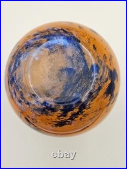 Ancien Vase Boule en verre marmoréen signé Lorrain époque art déco hauteur 14 cm