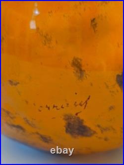 Ancien Vase Boule en verre marmoréen signé Lorrain époque art déco hauteur 14 cm