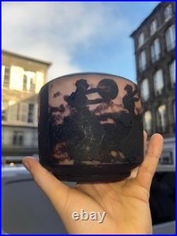 Ancien Vase En Pâte De Verre Signé Georges de Feure