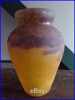 Ancien Vase En Pate De Verre Signe Muller Freres Luneville Art Deco