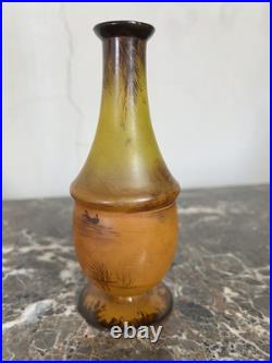 Ancien, Vase En Verre Dans Le Goût De Legras Vers 1900