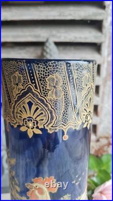 Ancien Vase En Verre Emaille Decor Coq Legras