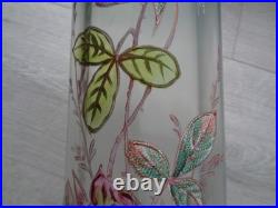 Ancien Vase En Verre Emaille Decor Floral Legras Non Signe