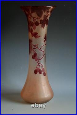 Ancien Vase En Verre Gravé À L'acide Legras
