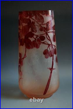 Ancien Vase En Verre Gravé À L'acide Legras
