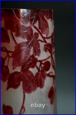 Ancien Vase En Verre Gravé À L'acide Legras